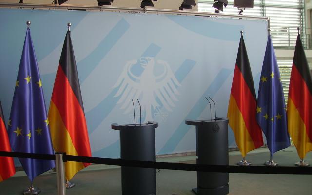 Berlin EU chancellor podium
