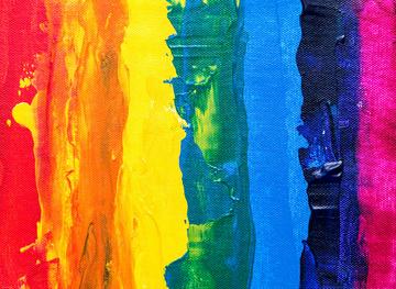 Abstract painting with rainbow colors